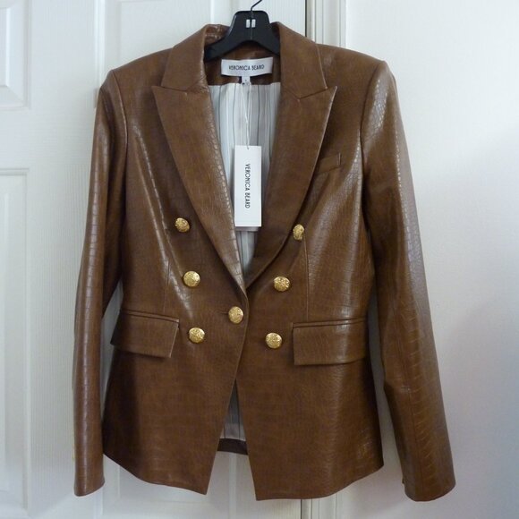 Veronica Beard Lawrence Croc Embossed Faux Leather Dickey Jacket - Picture 10 of 11